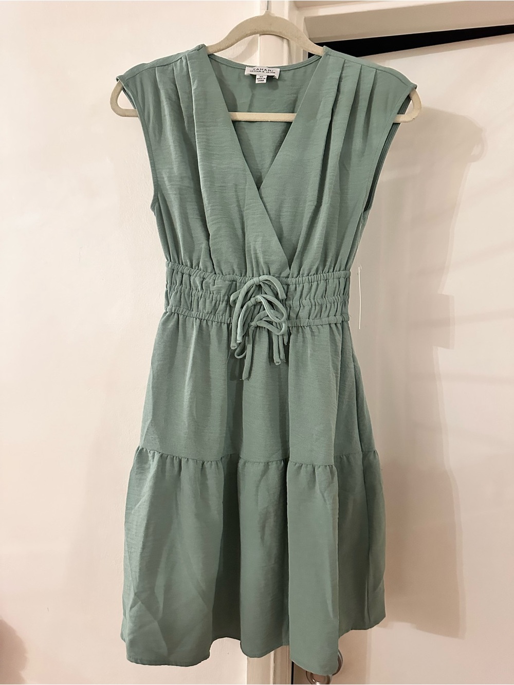 Smocked Waist Midi Dress in Seafoam Green